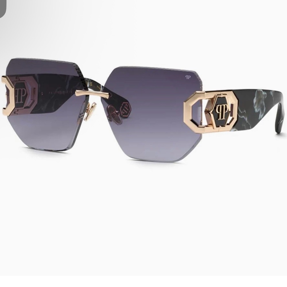 Philipp Plein Black and Rose Gold Sunglasses